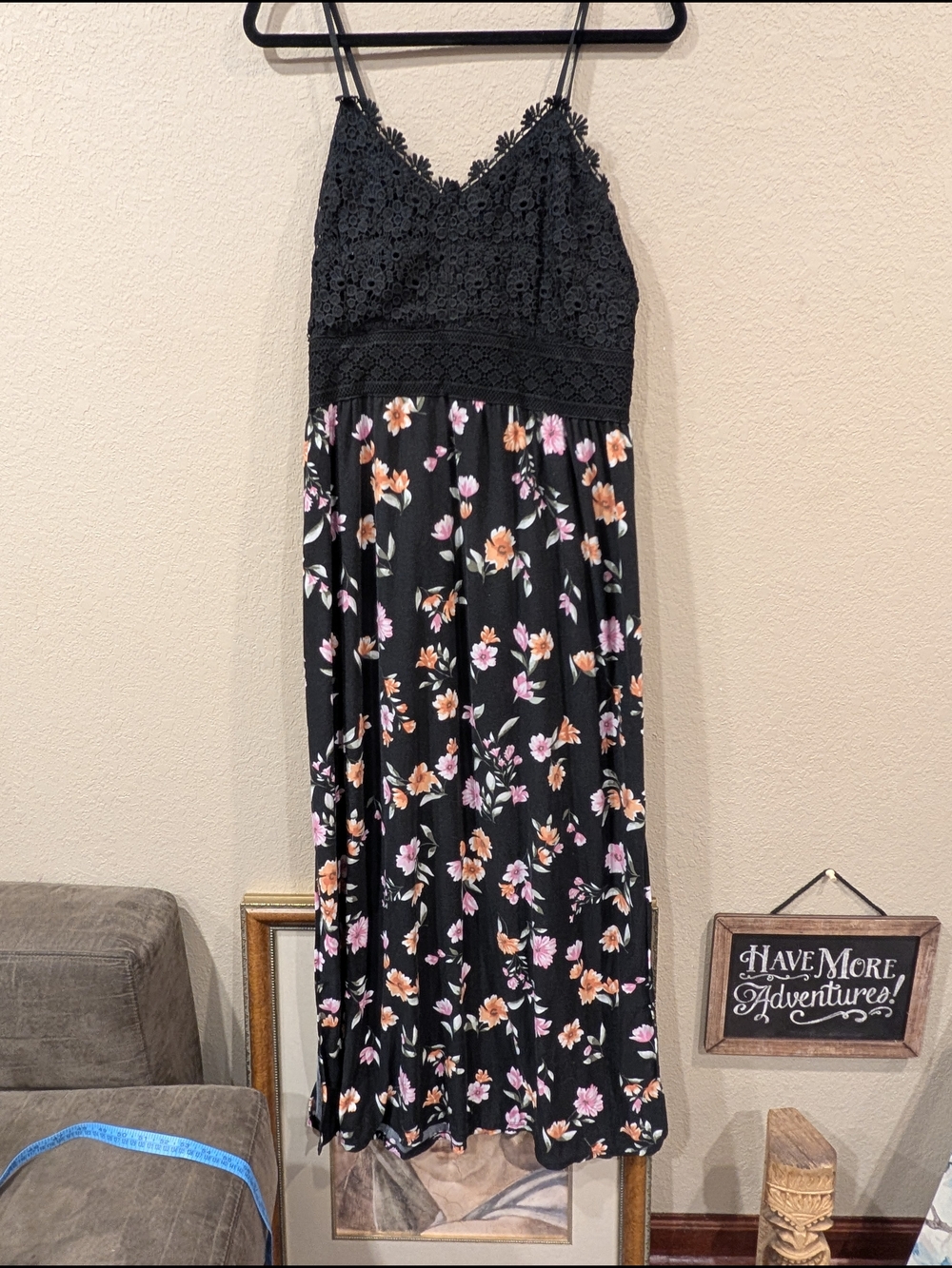 No Boundaries Black Floral Lace Bodice Maxi Dress